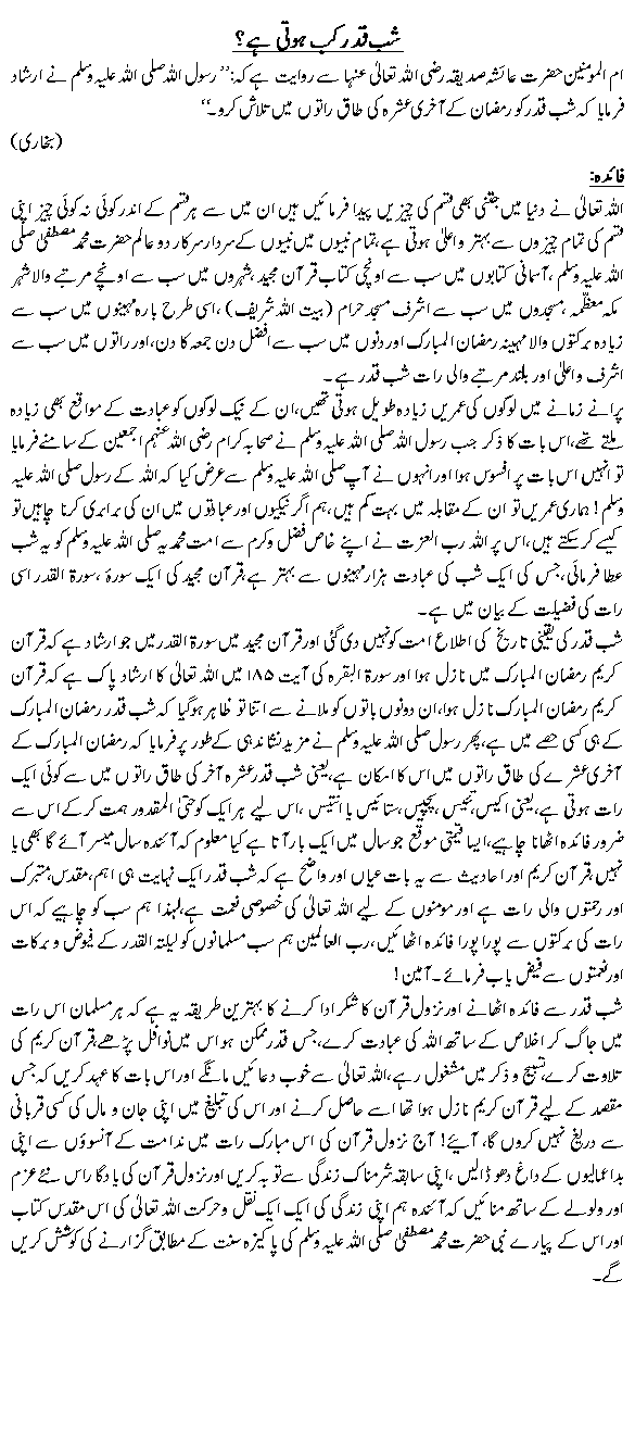 Shab-e-Qadr kab hoti hai